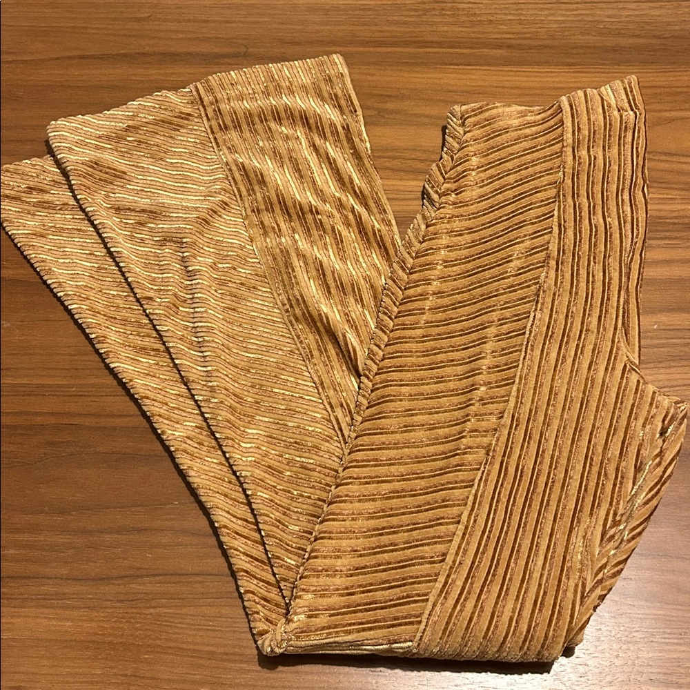 Free People Ribbed Gold Flared Pants